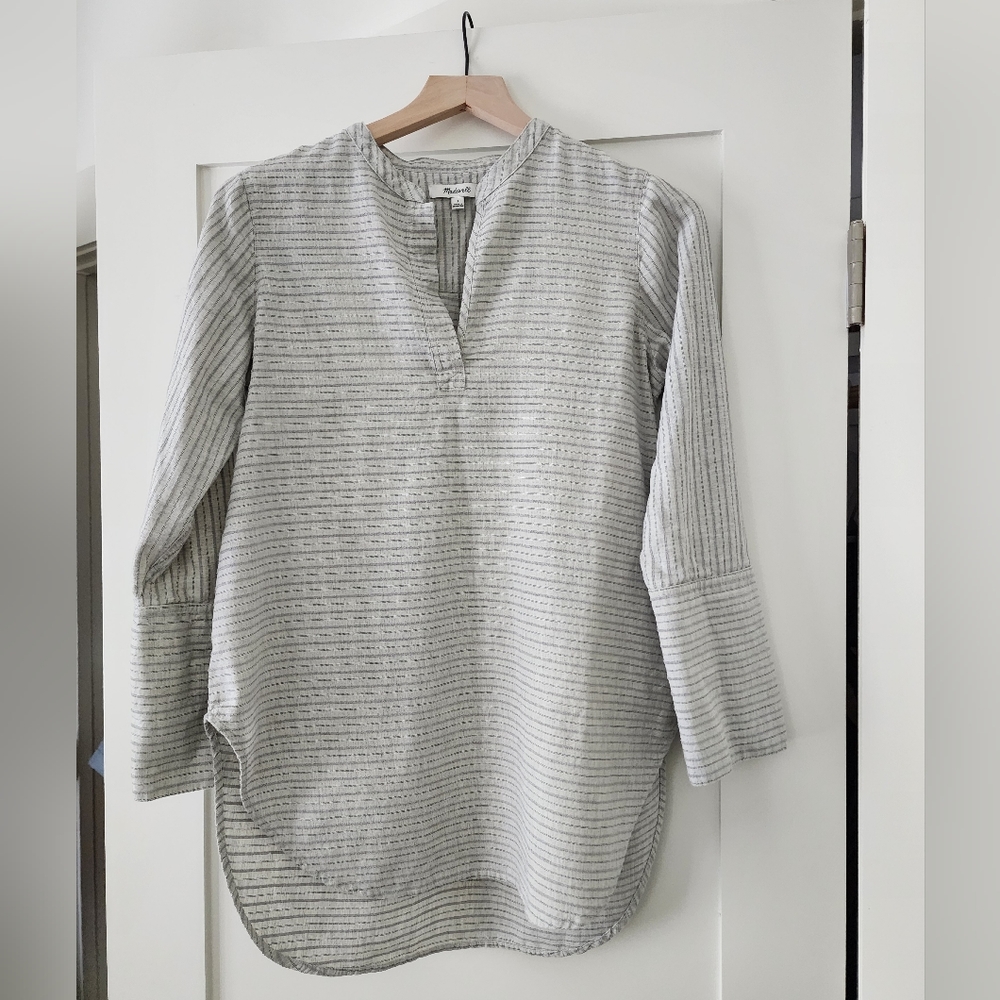 Madewell Split Cuff Tunic Shirt Size S in Weathered Concrete #H3939